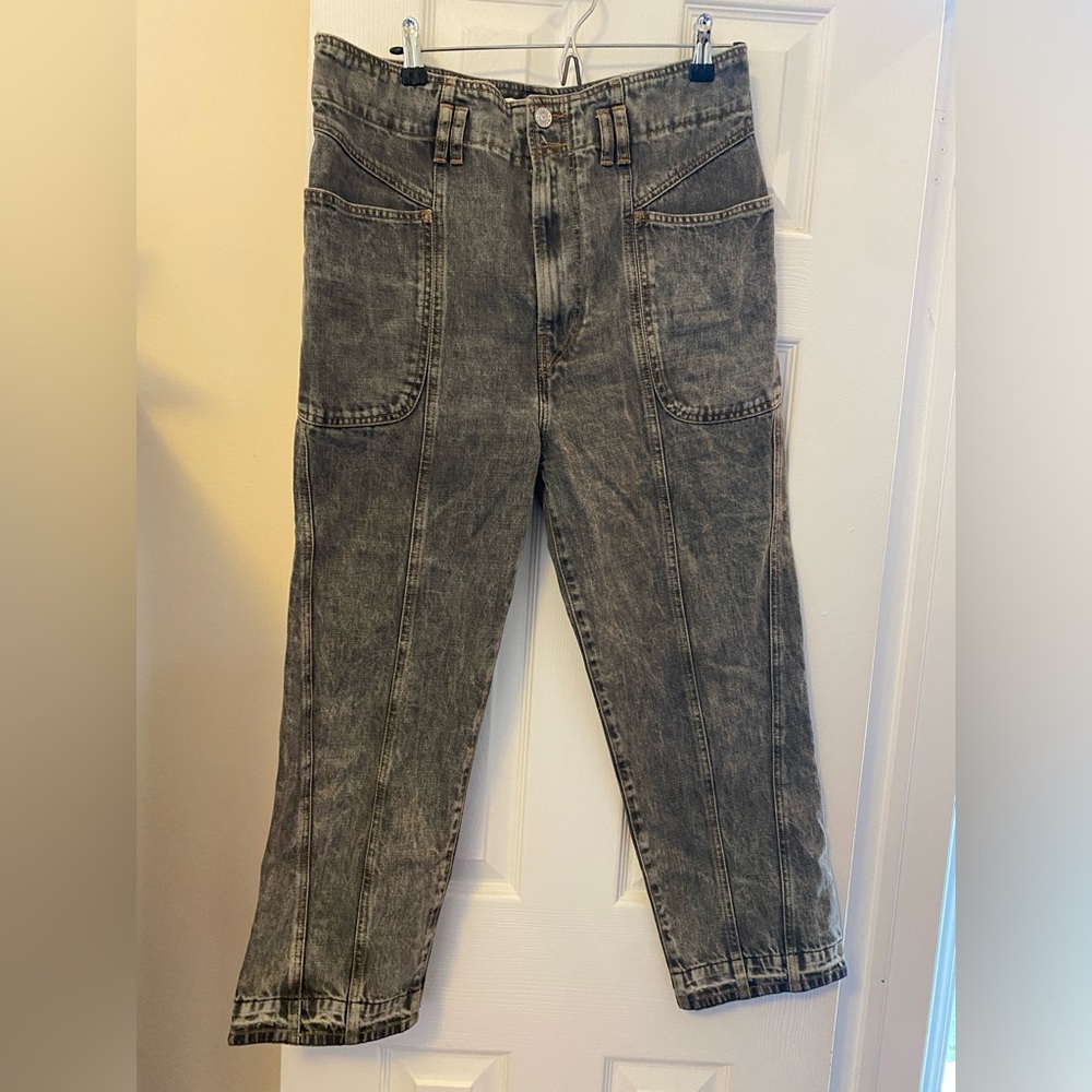 Isabel Marant Etoile Washed Anthracite Ankle Cropped Jeans - Relaxed Fit NWT
